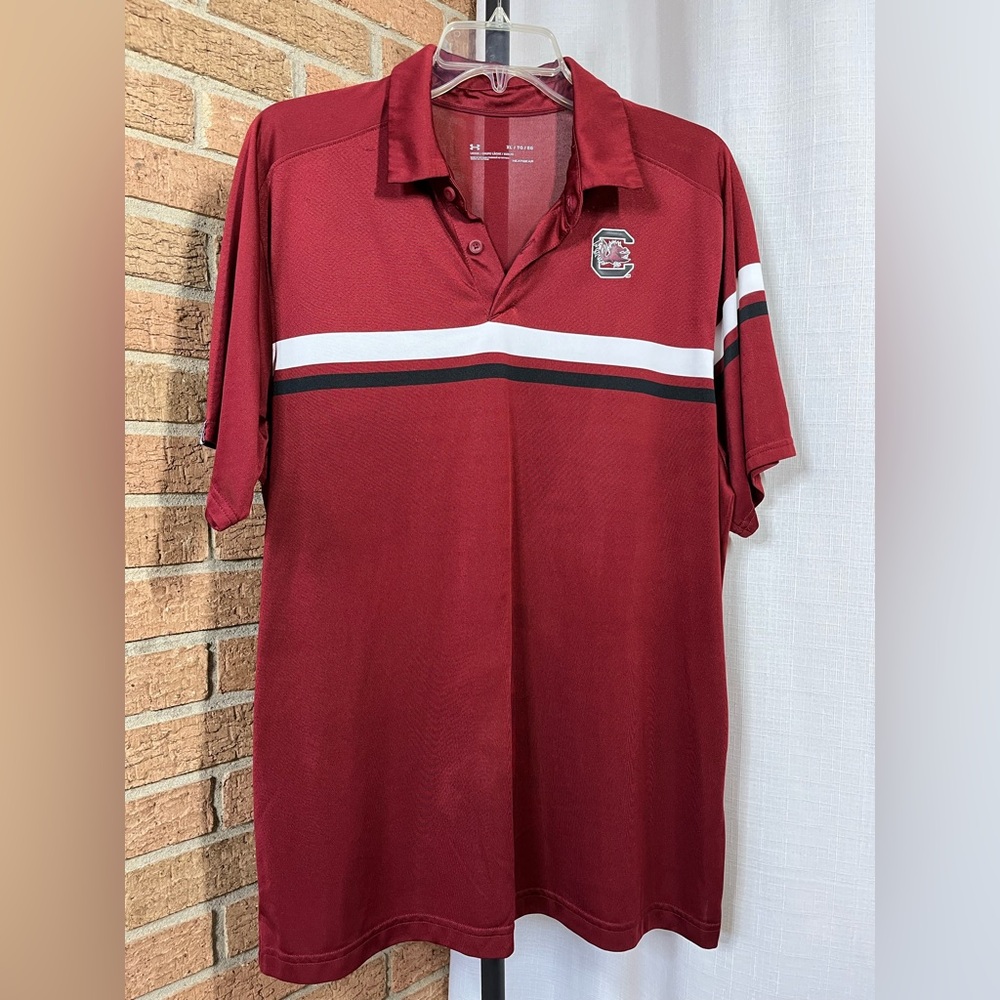 Under Armour South Carolina Gamecocks Polo XL HeatGear Red NCAA Gameday Shirt - Picture 2 of 8